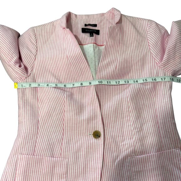 Talbots Women's Blazer Aberdeen Linen Blend Pink Striped Seersucker Size 4 - Picture 5 of 7